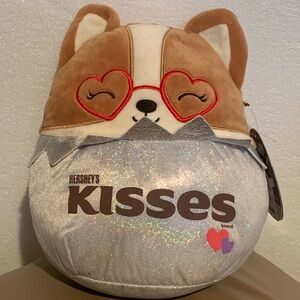 Hershey's Kisses Squishmallows Plush Dog with Heart Sunglasses - Silver & Brown